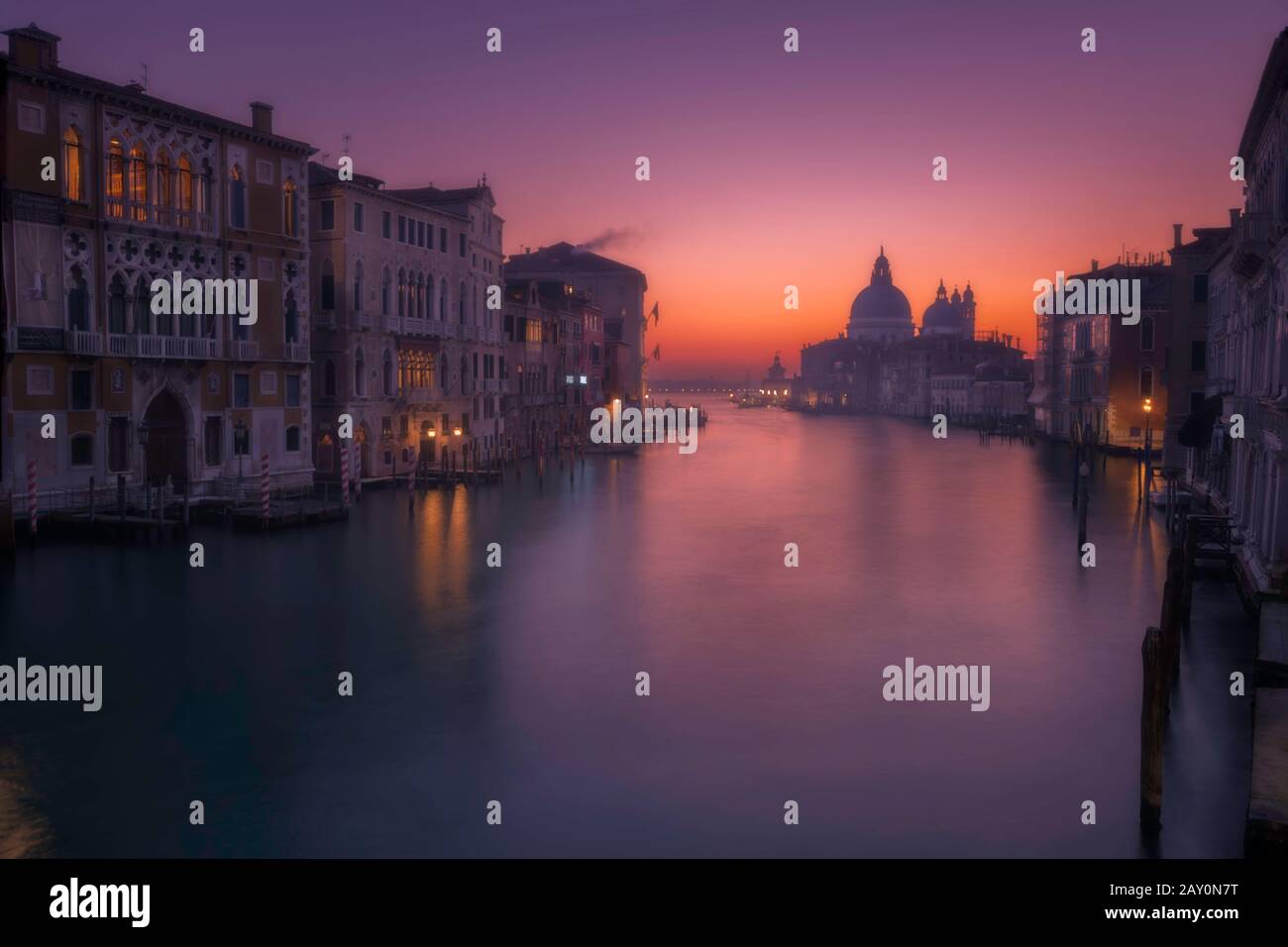 Cityscape with Grand Canal and Santa Maria della Salute church, Venice, Veneto, Italy Stock Photo