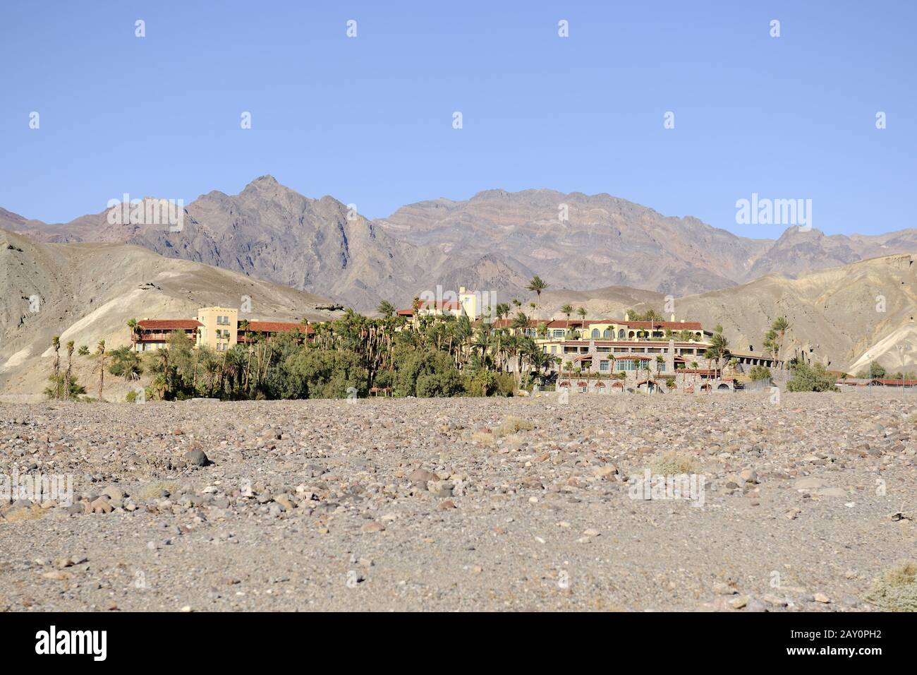Hotelanlage, Furnace Creek Inn, Death Valley Nationalpark, Kalif Stock Photo