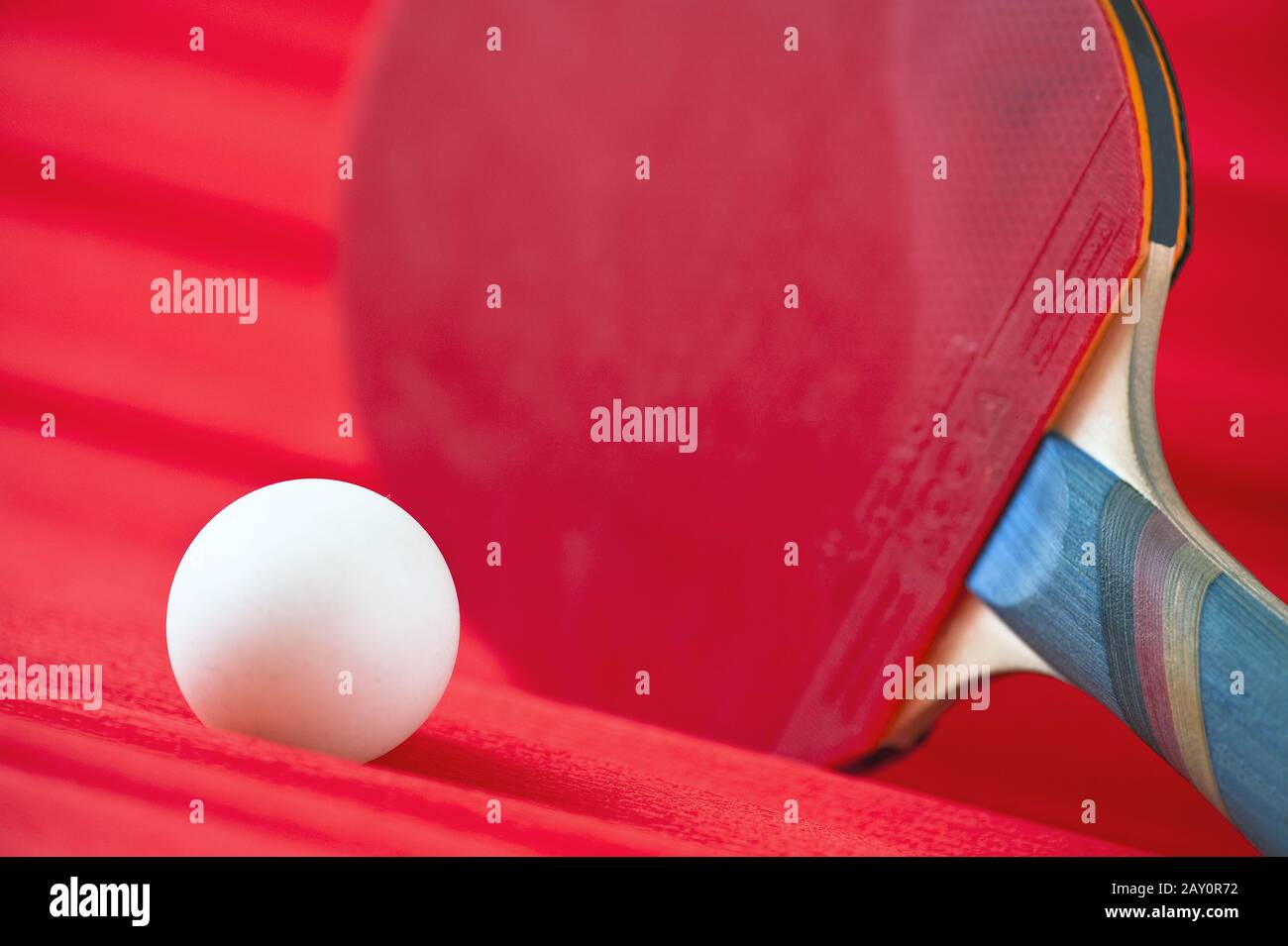 Table tennis ball with bat Stock Photo