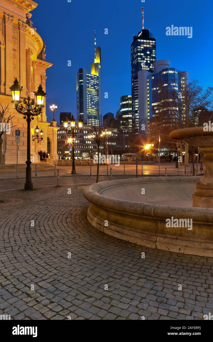 View of Commerzbank from the Alte Oper Frankfurt Stock Photo