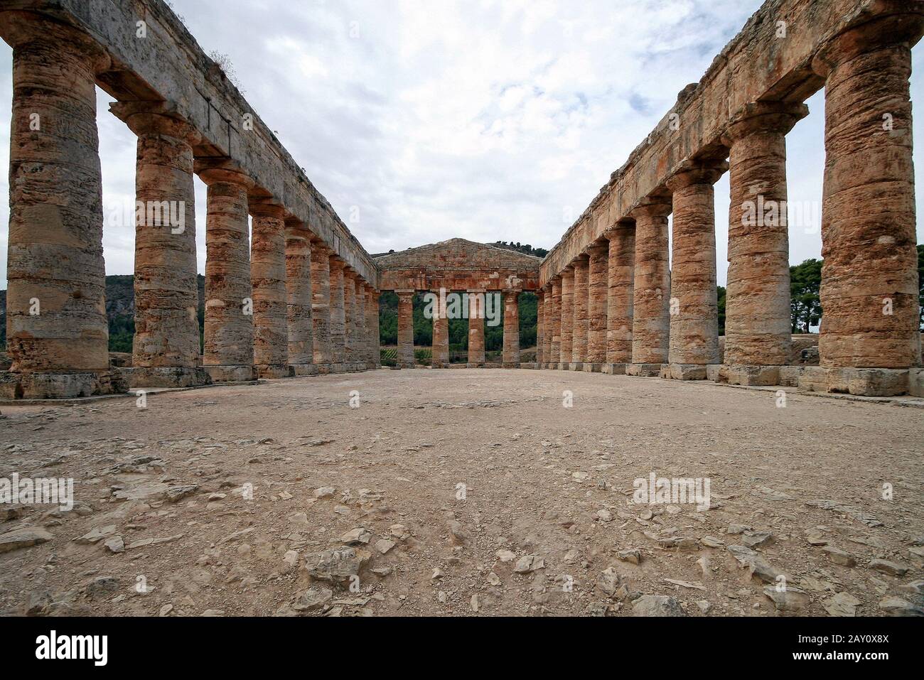 Doric temple in Segesta, Sicily Stock Photo