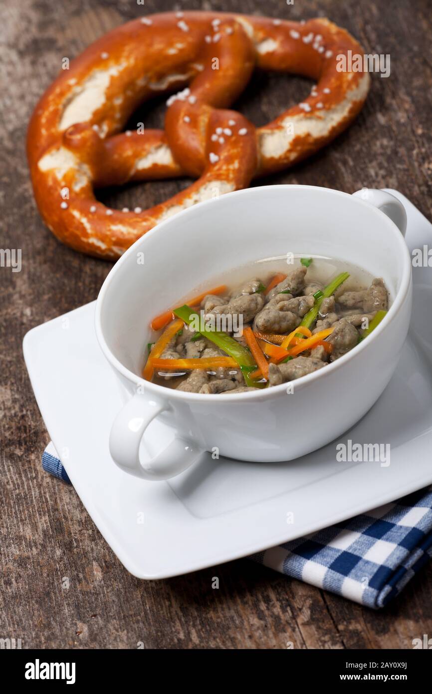 Bavarian Liver Late Reading Soup Stock Photo