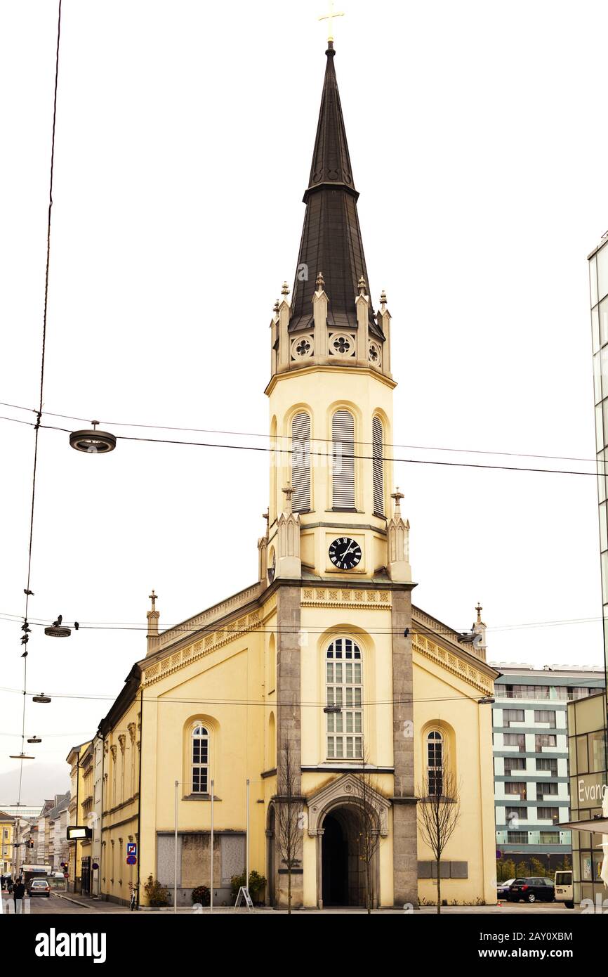 Protestant Parish Church Linz Inner City Stock Photo