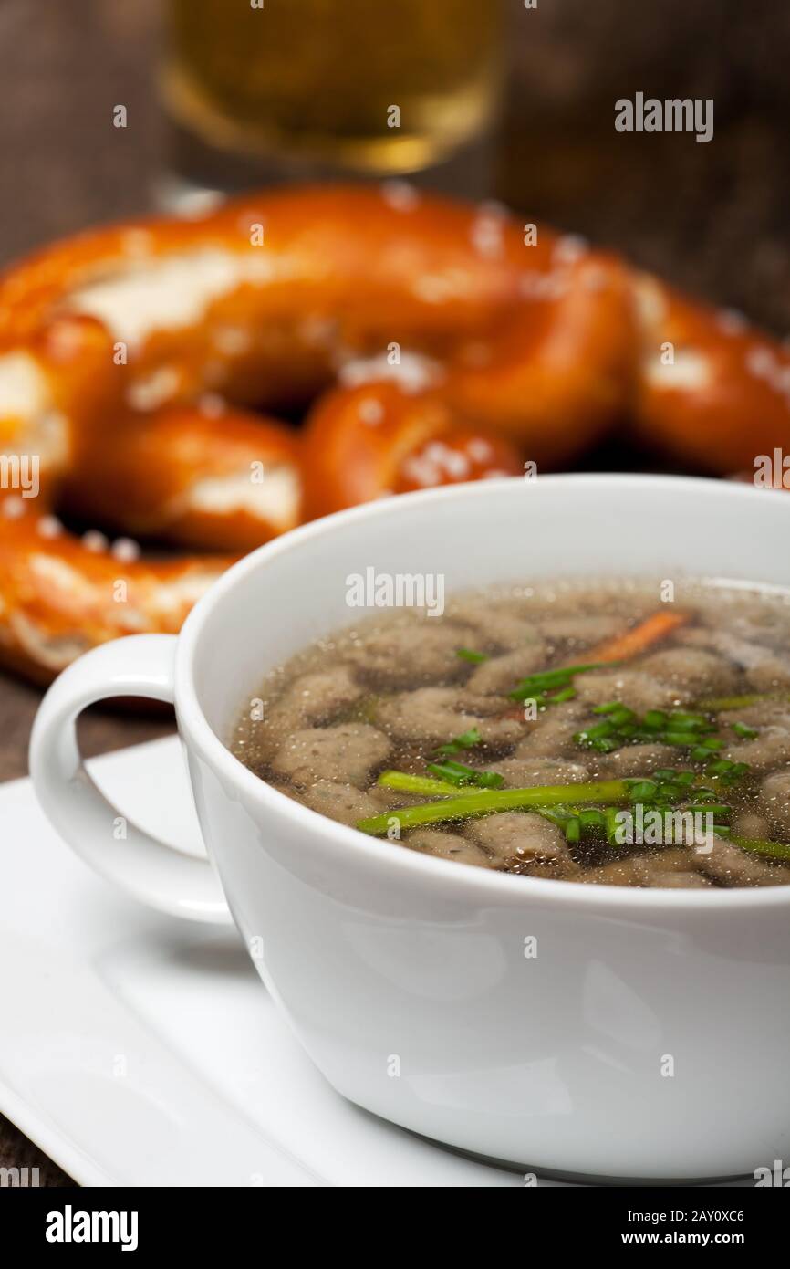 Bavarian Liver Late Reading Soup Stock Photo