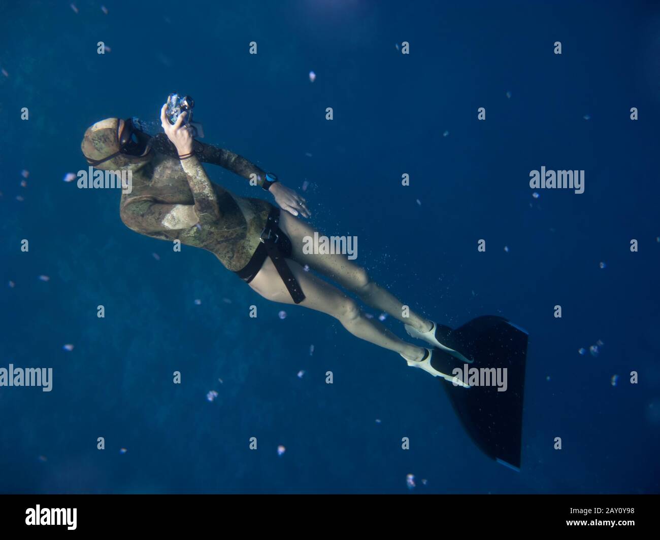 How to take freediving pictures Stock Photo