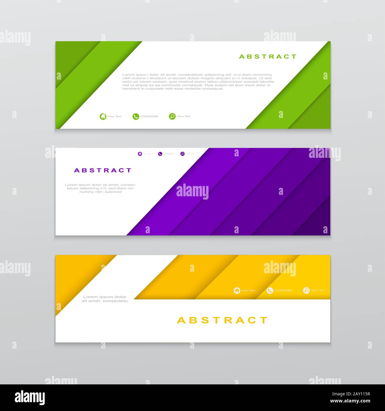 3d Vector Abstract Banner Template Horizontal Web Banner Modern Dynamic Design Creative Design Of Papercut Style Yellow Green Purple Colored Banner Stock Vector Image Art Alamy