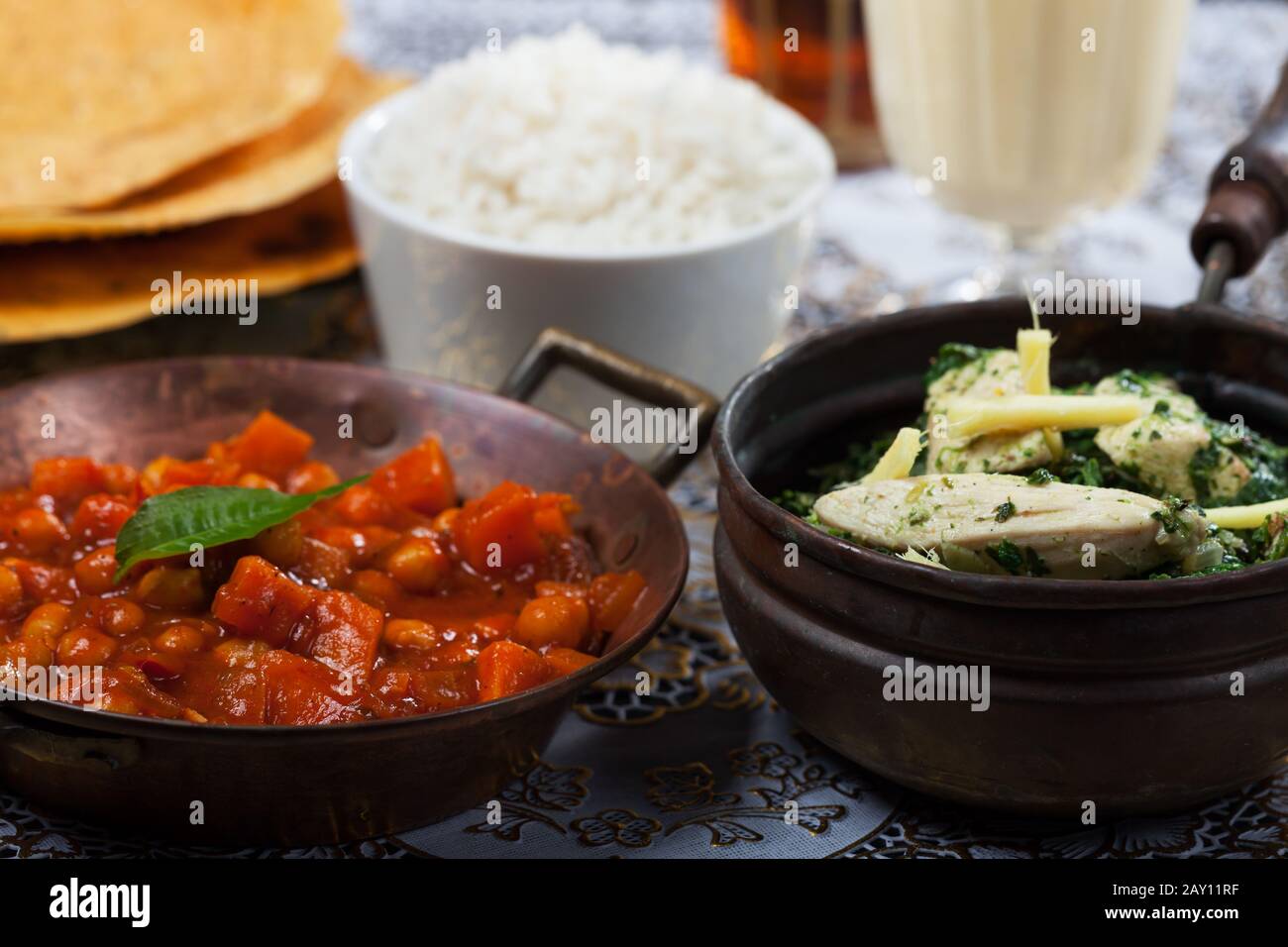 Indian dishes with rice Stock Photo - Alamy
