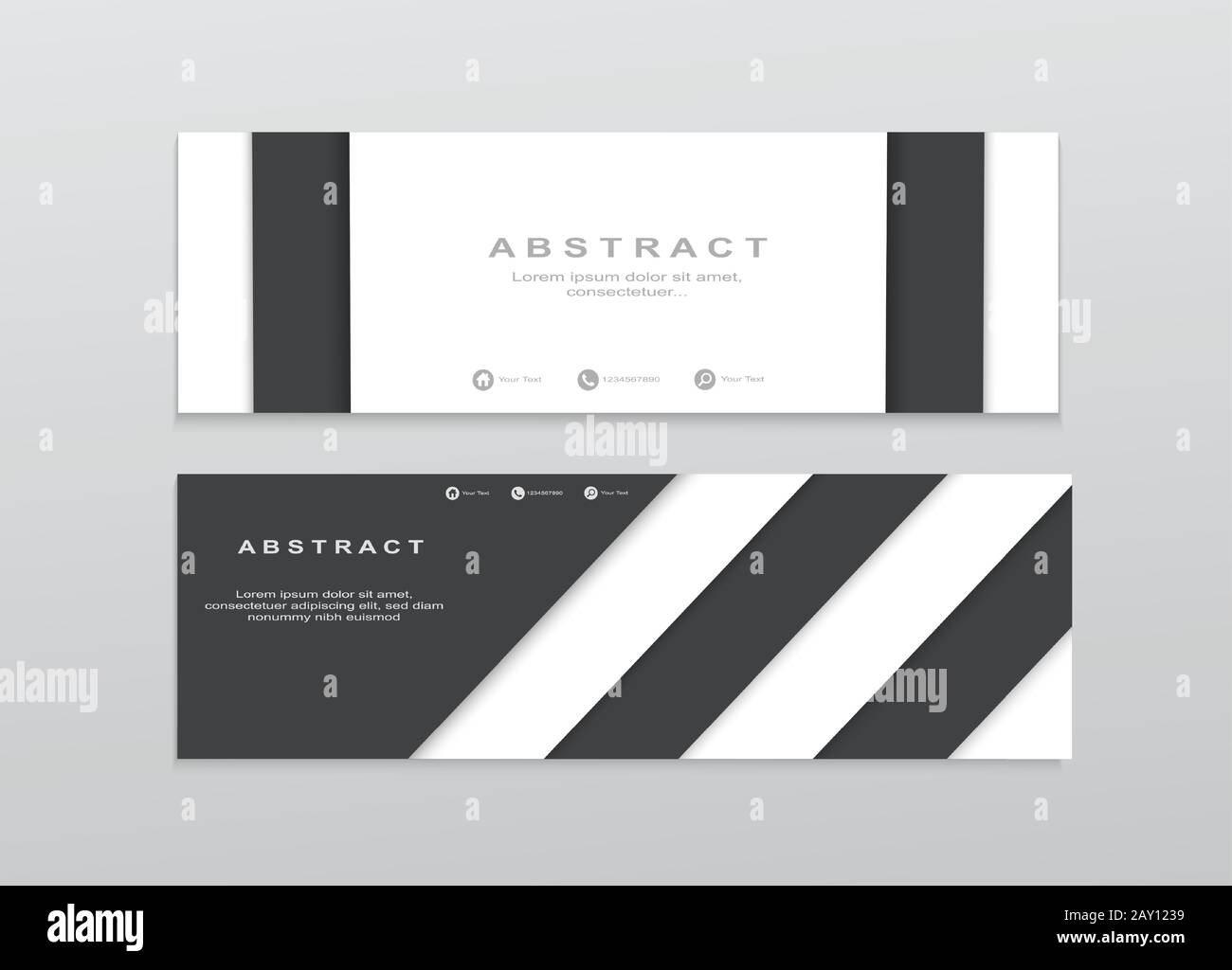 3d Vector Abstract Banner Template Horizontal Web Banner Modern Dynamic Design Creative Design Of Papercut Style Black White Colored Banners Stock Vector Image Art Alamy