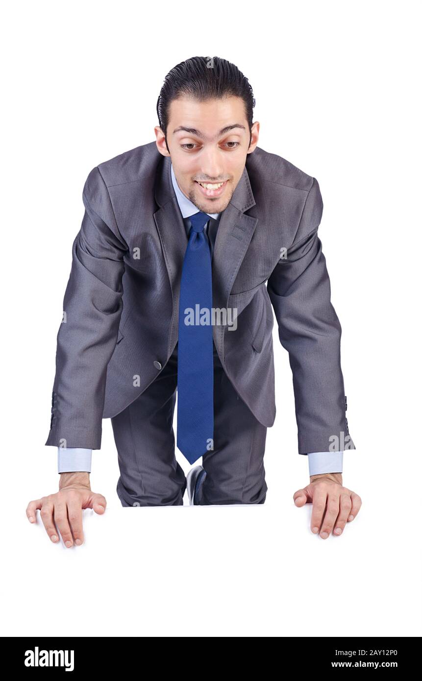 Businessman isolated on the white background Stock Photo - Alamy