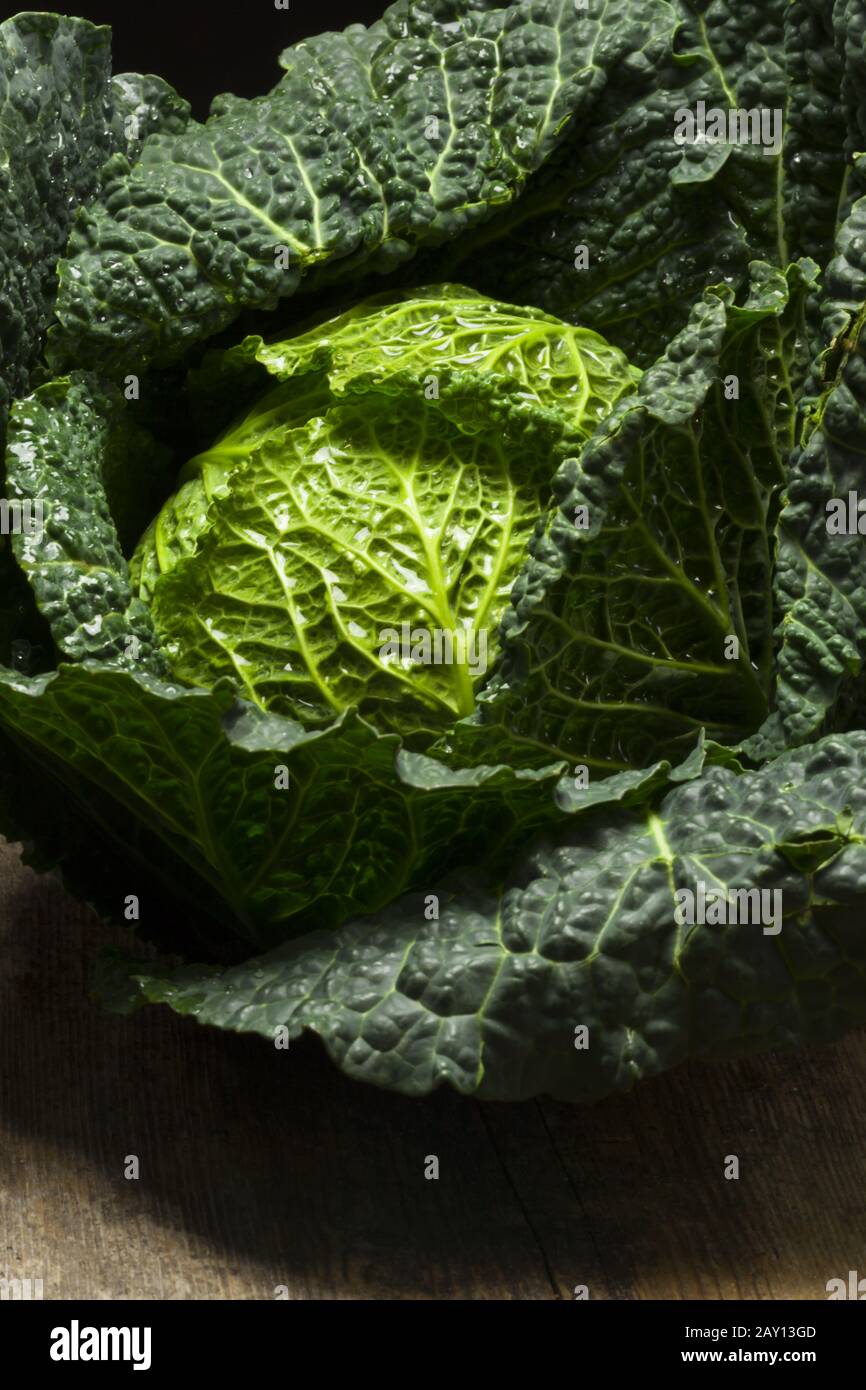 fresh raw savoy cabbage Stock Photo Alamy