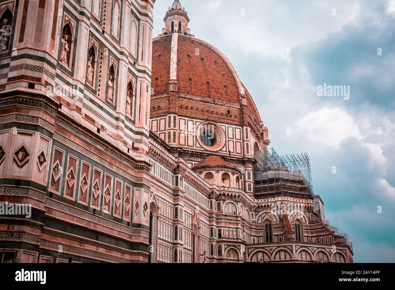 Duomo cathedral in Florence detail / Low angle view of the Cattedrale ...