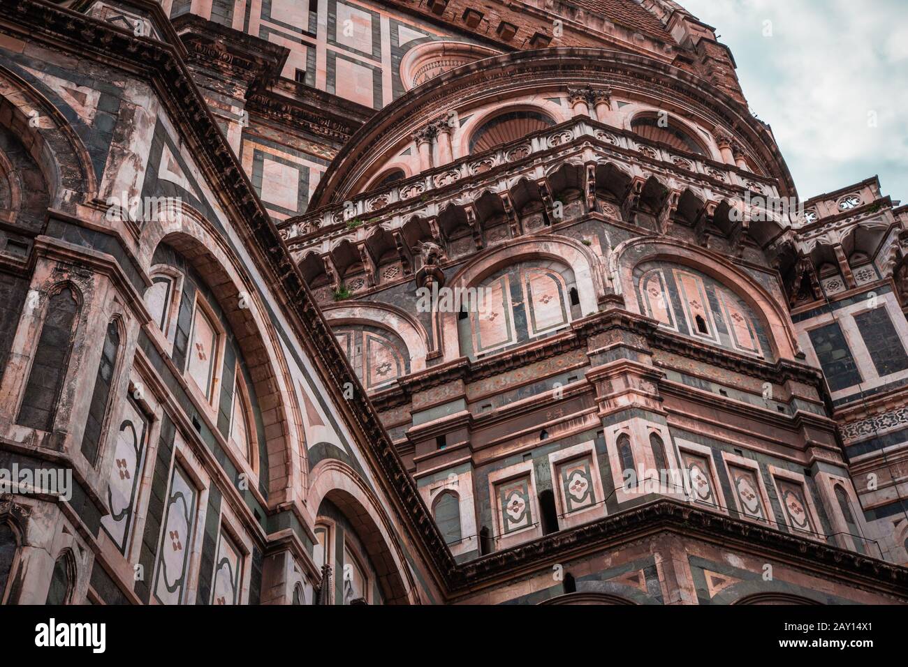 Duomo cathedral in Florence detail / Low angle view of the Cattedrale ...