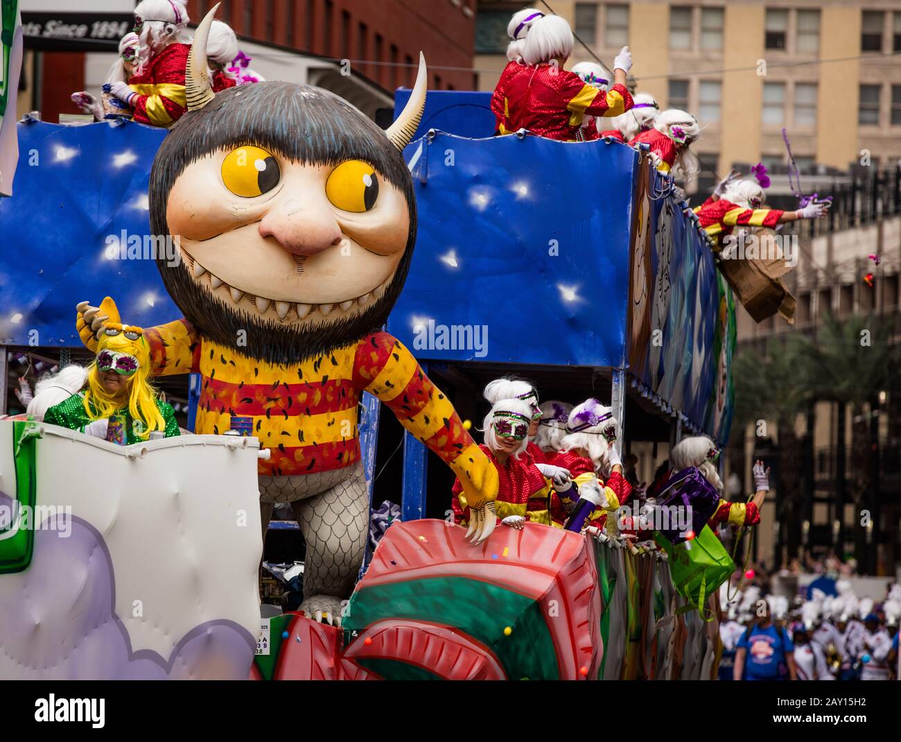 Where the Wild Things Are Float, presented by Krewe Iris, Mardis Gras 2019. New Orleans, Lousiana Stock Photo