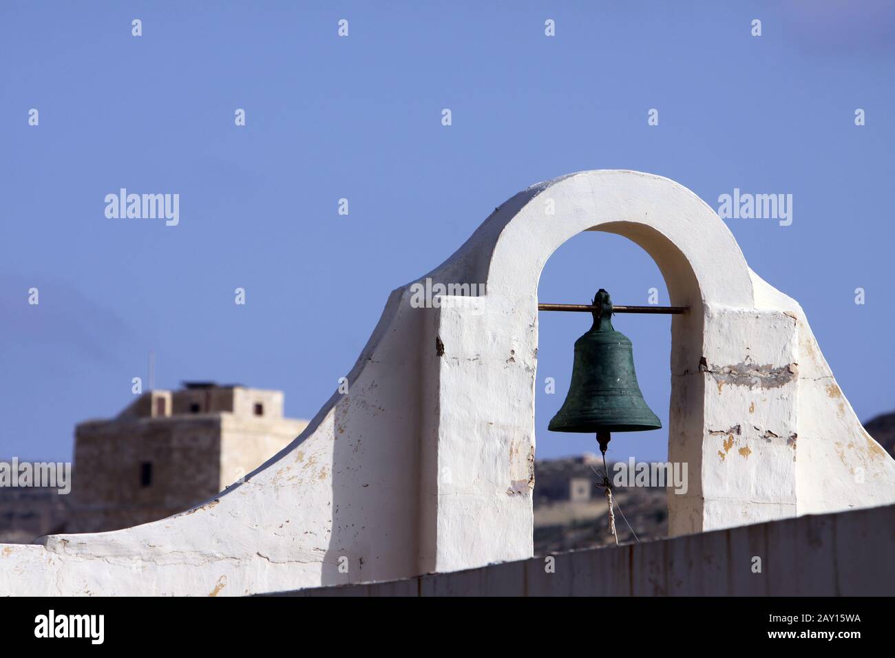 Church bell at Dwejra Point Gozo Stock Photo