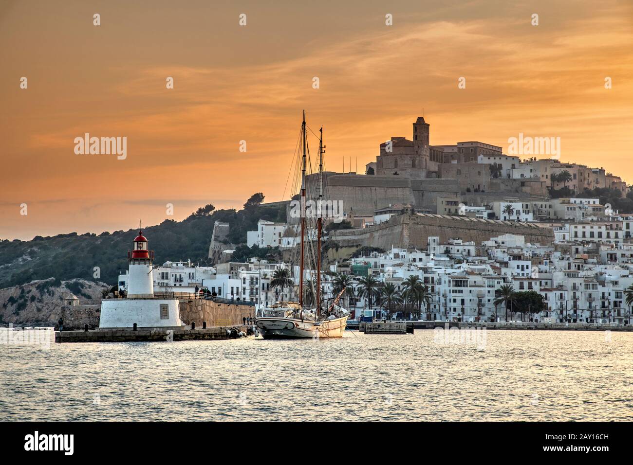 Dalt Vila old town skyline, Ibiza, Balearic Islands, Spain Stock Photo