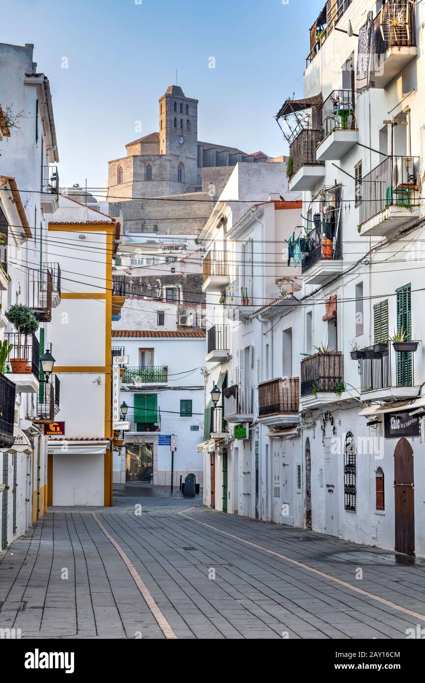 Dalt Vila old town skyline, Ibiza, Balearic Islands, Spain Stock Photo