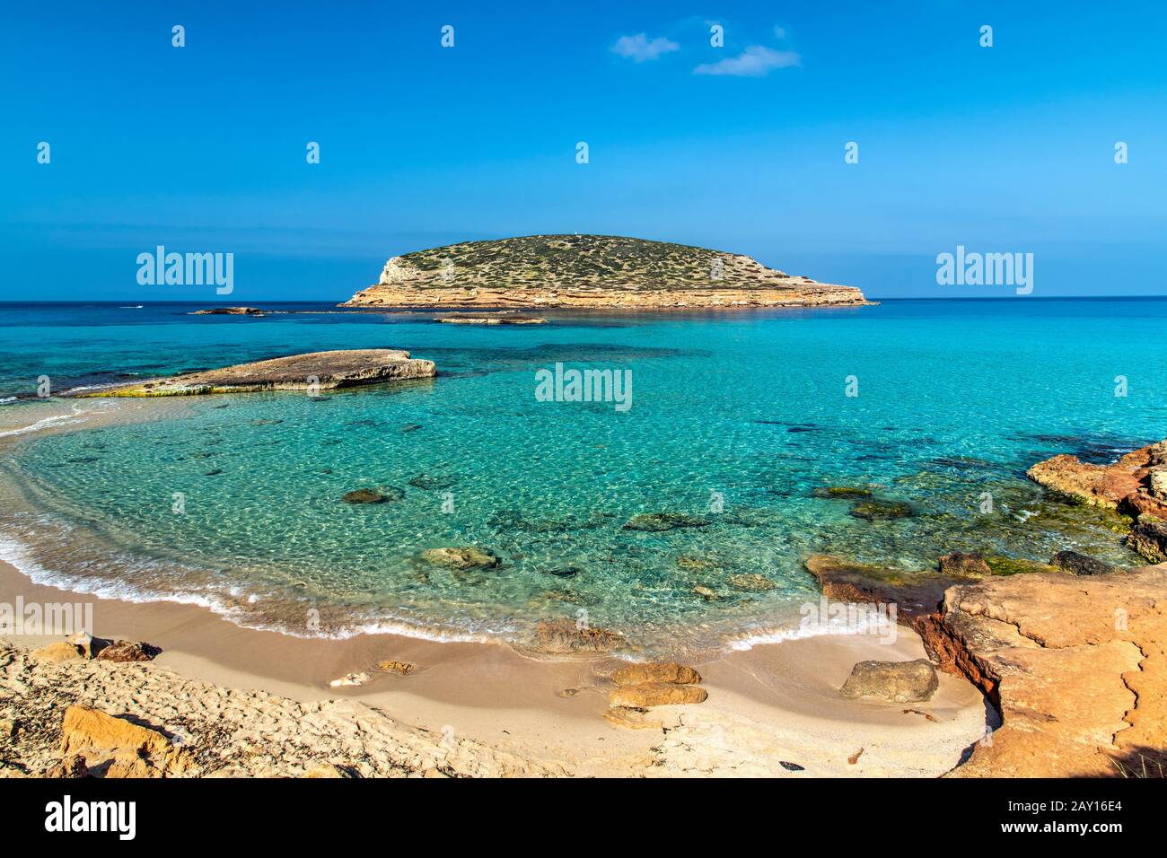 Cala Comte beach, Ibiza, Balearic Islands, Spain Stock Photo