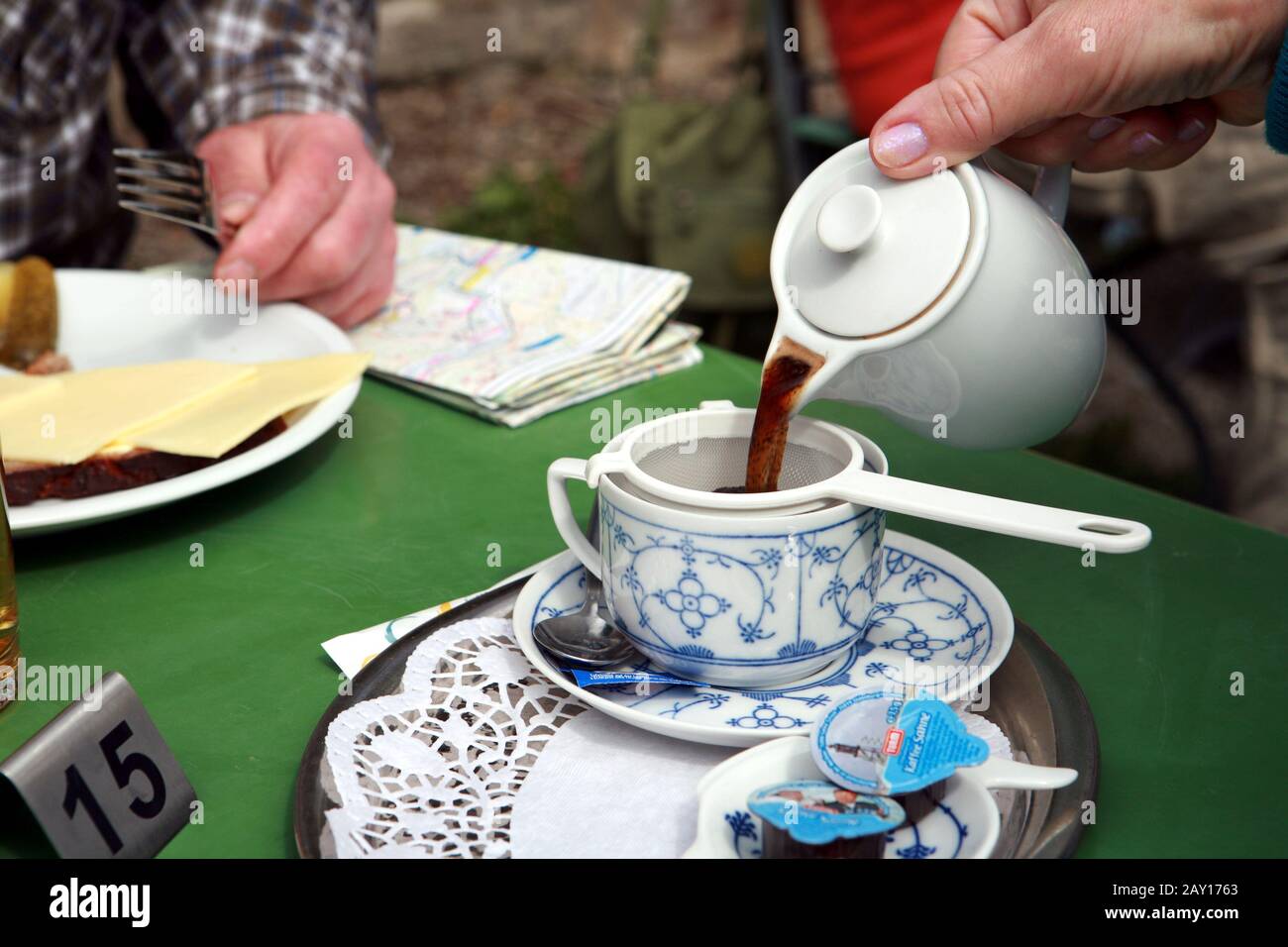 Coffee cup with coffee strainer Stock Photo Alamy