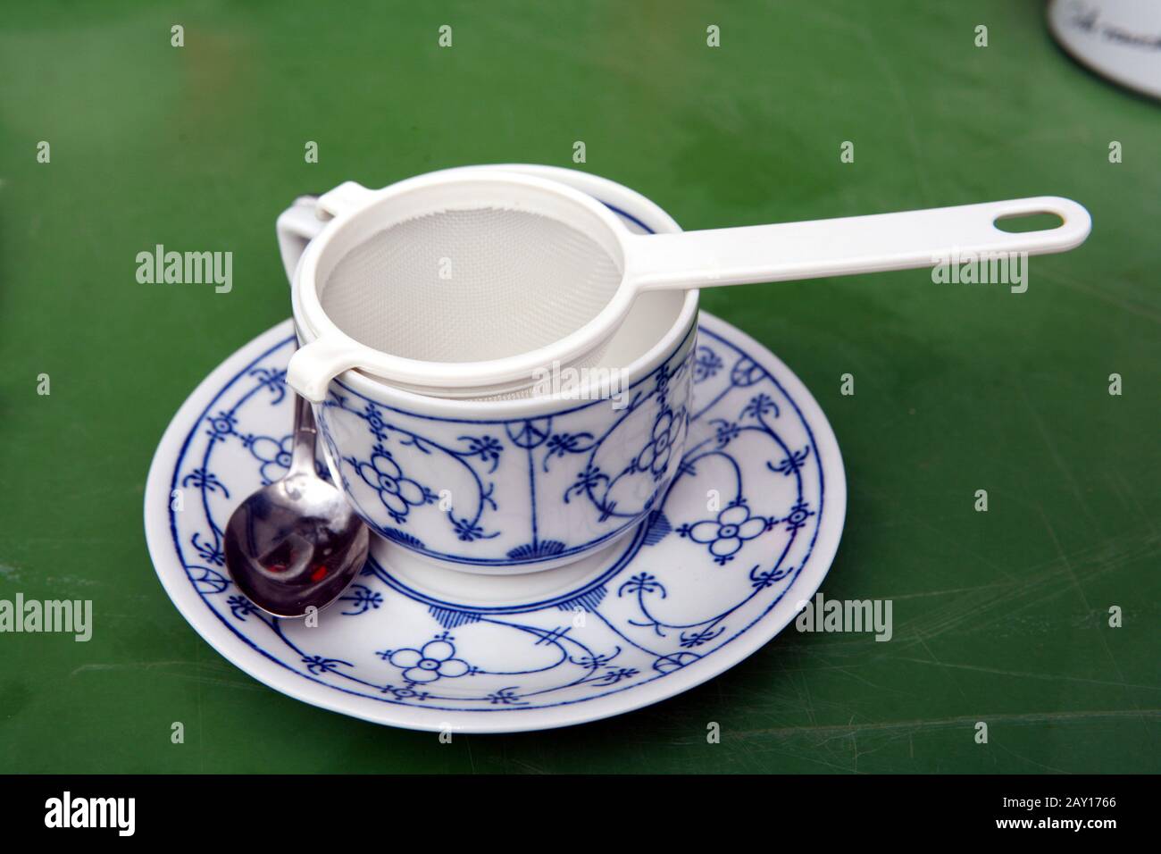 Coffee cup with coffee strainer Stock Photo Alamy