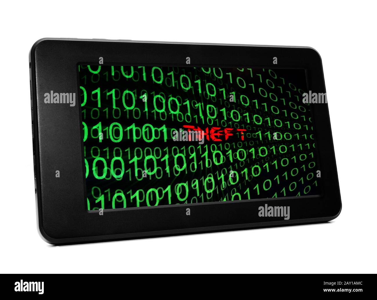 Theft text on pc tablet Stock Photo