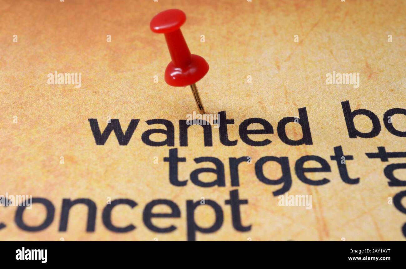 Push pin on target text Stock Photo Alamy