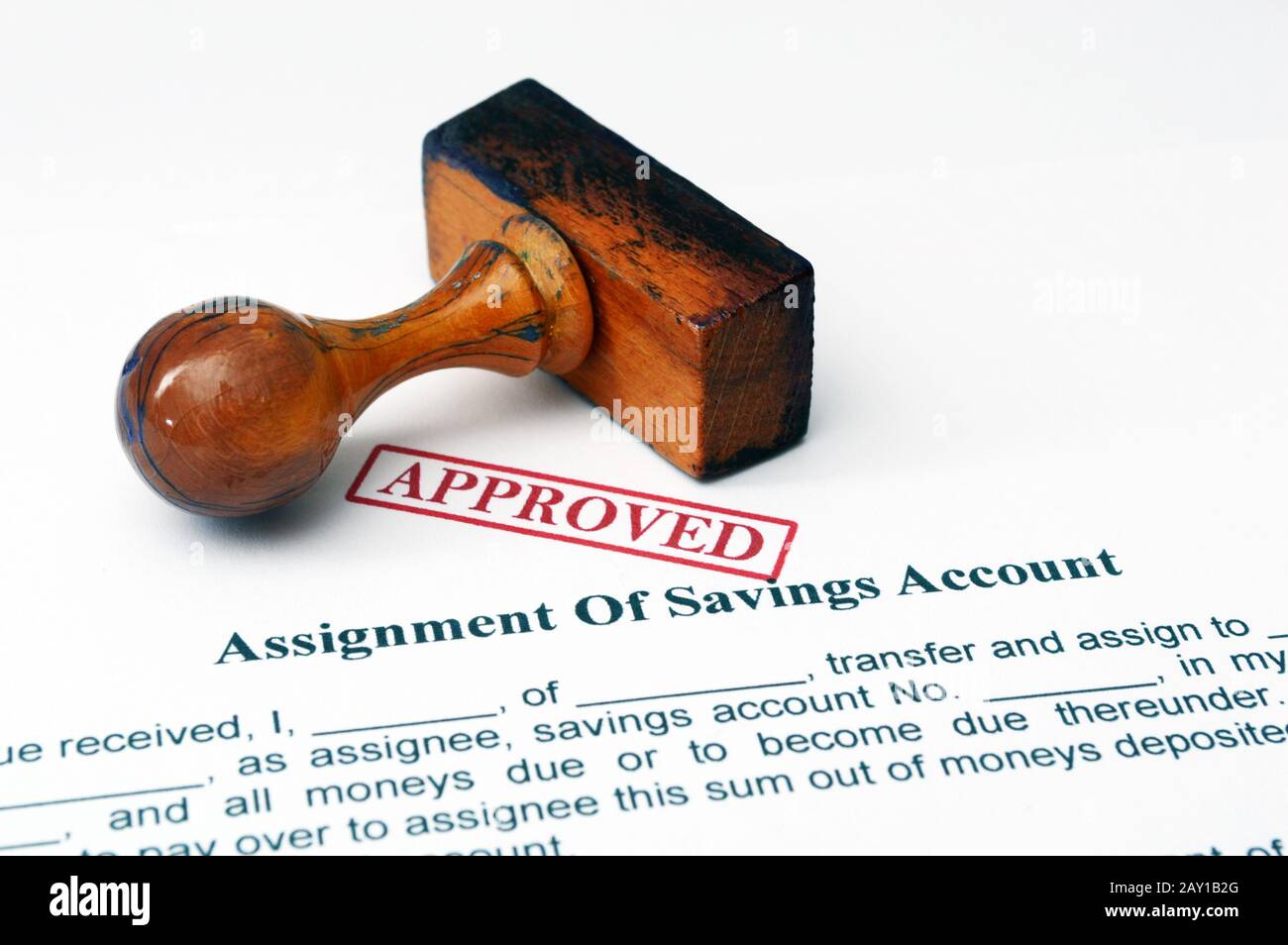 Assignment of savings account Stock Photo