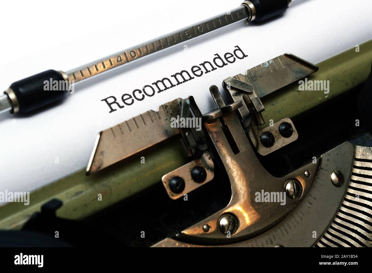Recommended text  on typewriter Stock Photo