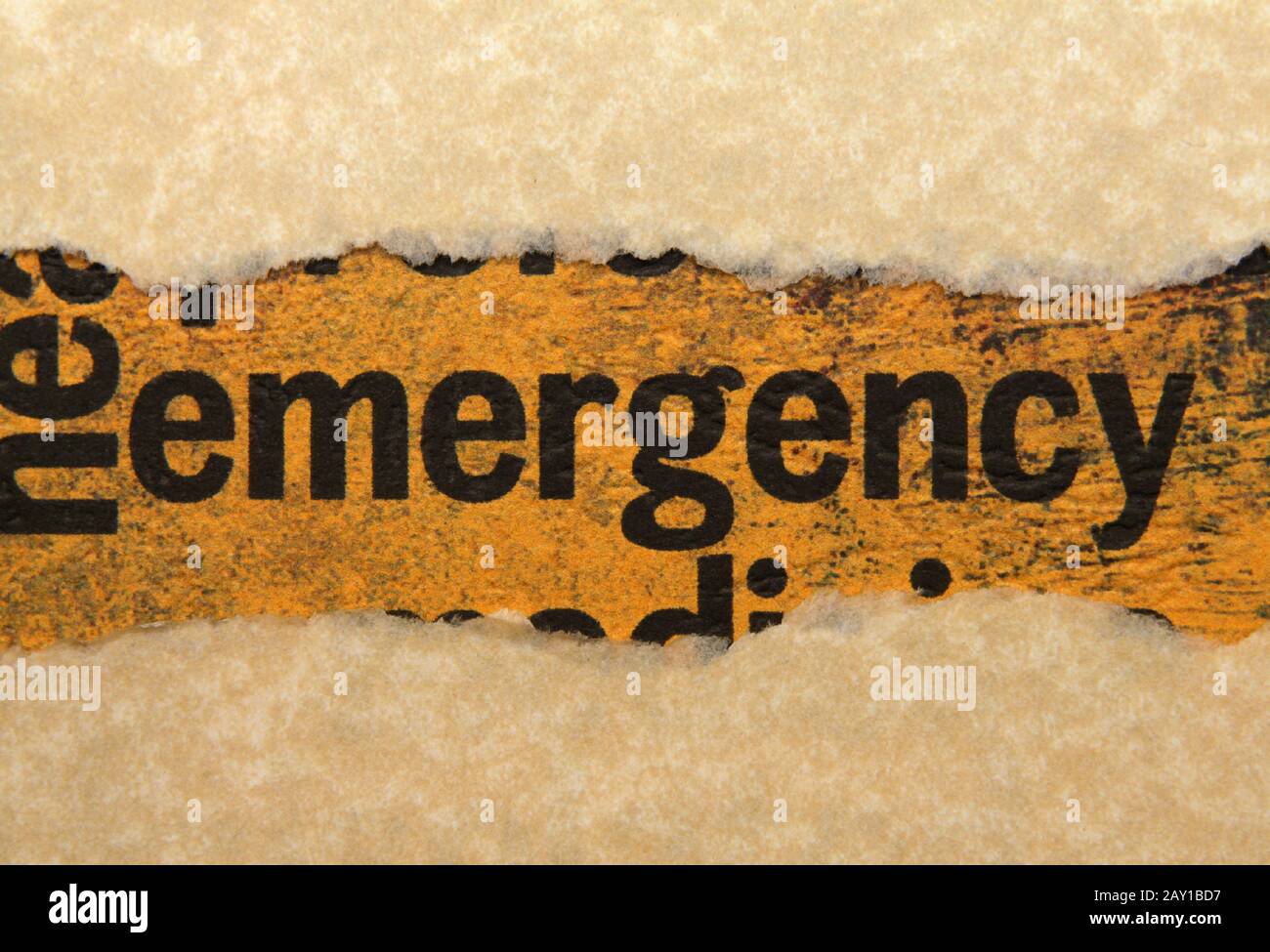 Emergency torn paper Stock Photo