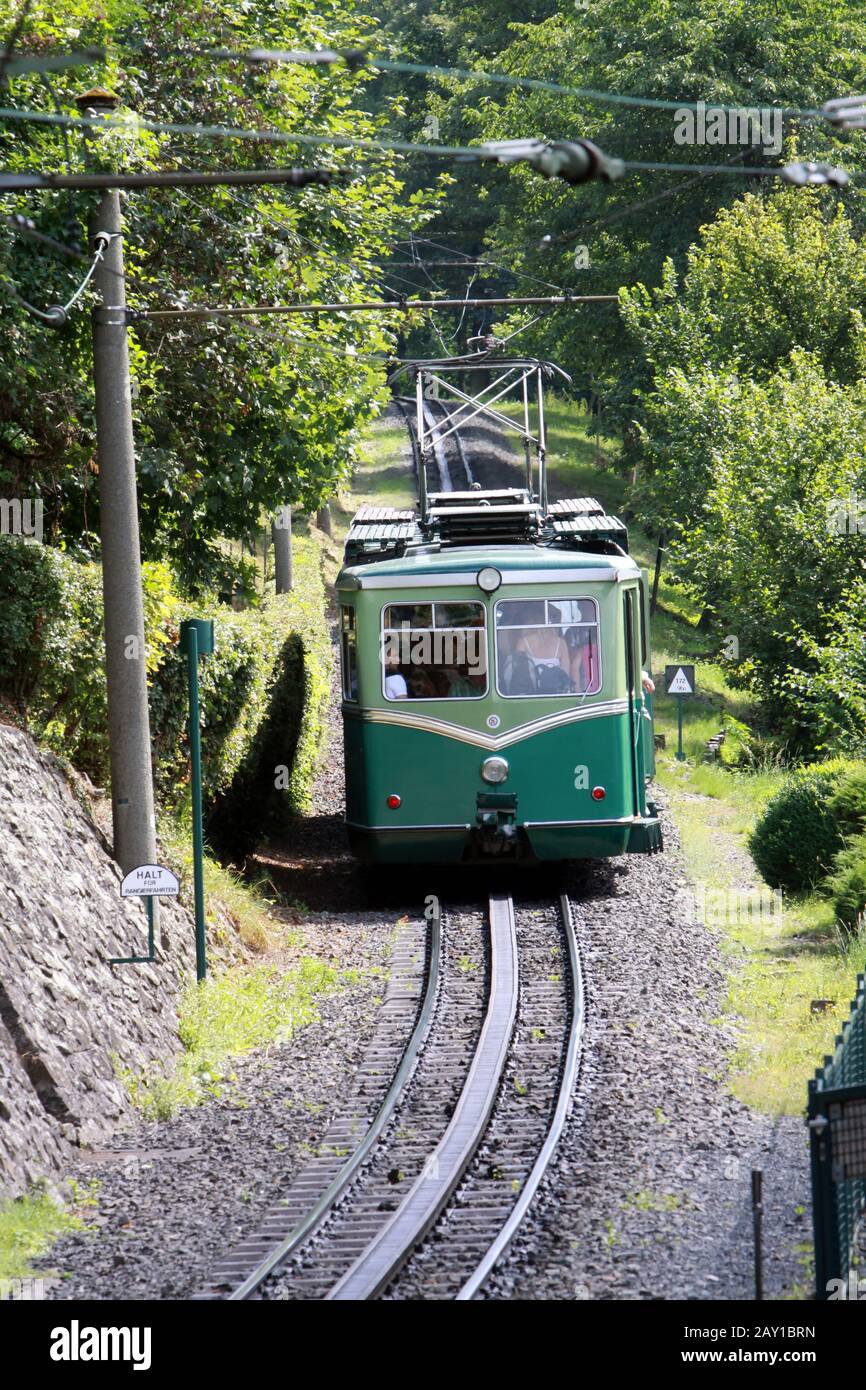 Rack and pinion railway at Drachenfels Stock Photo Alamy