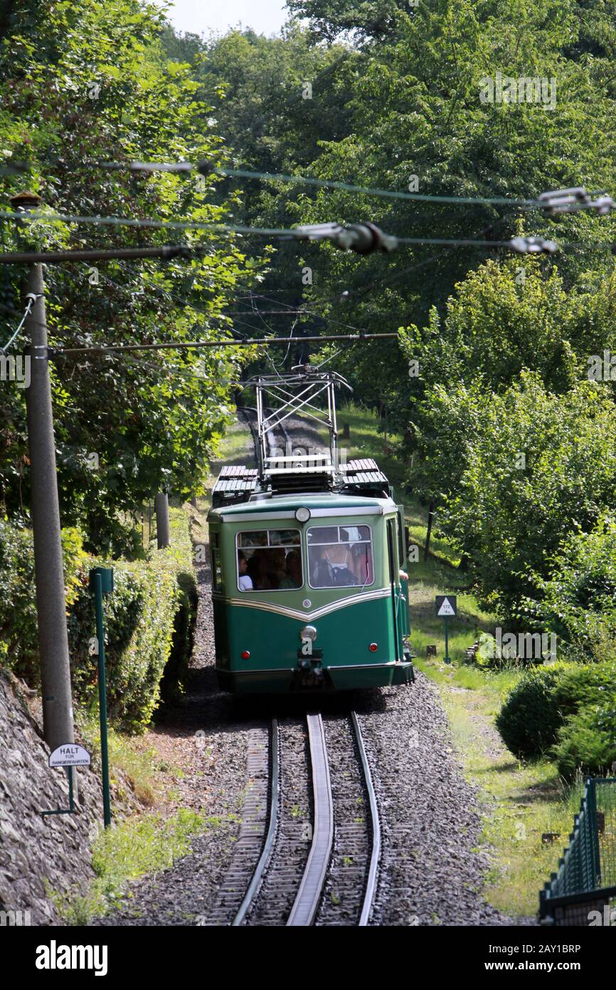 Rack and pinion railway at Drachenfels Stock Photo Alamy