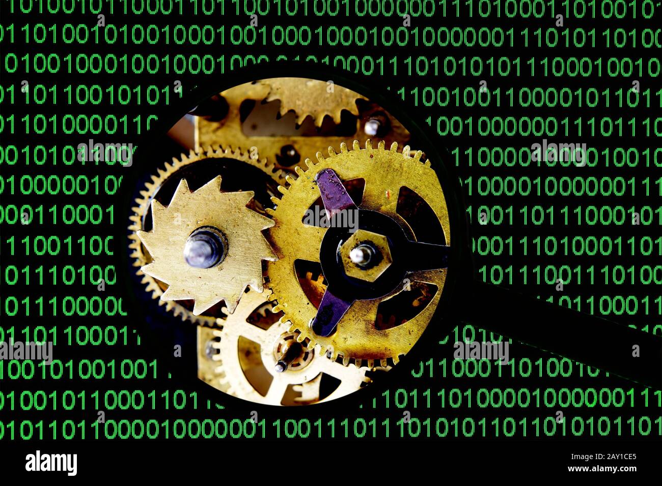Magnifying glass on gears Stock Photo - Alamy