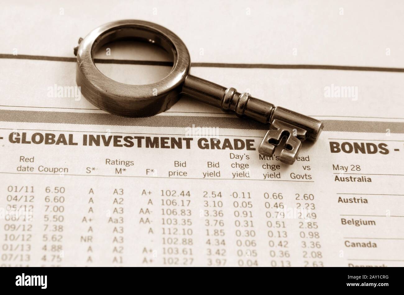 Global investment stock report Stock Photo Alamy