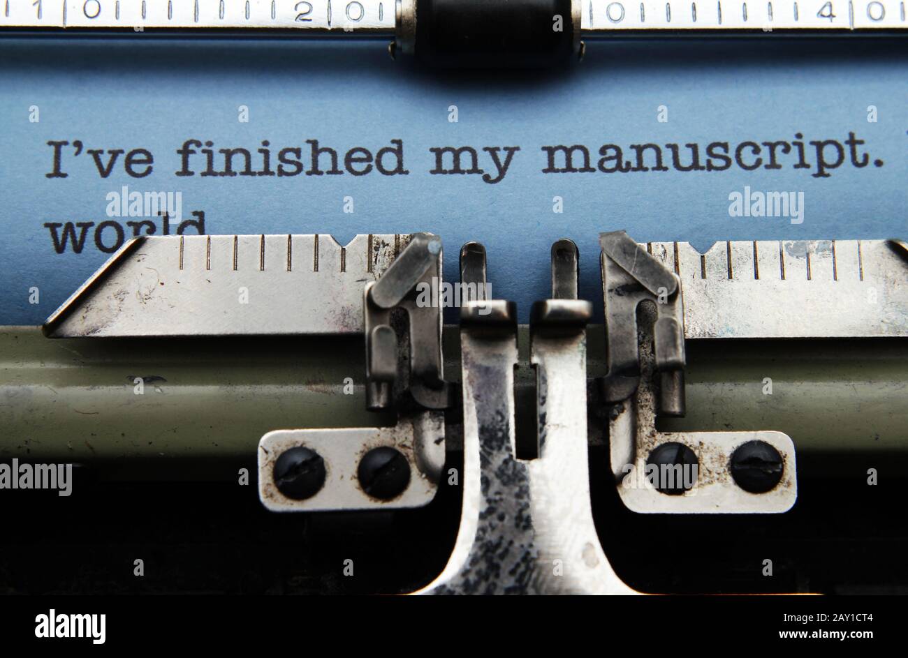 Manuscript on typewriter machine Stock Photo
