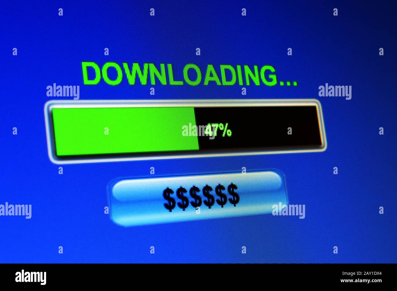 Downloading dollars Stock Photo