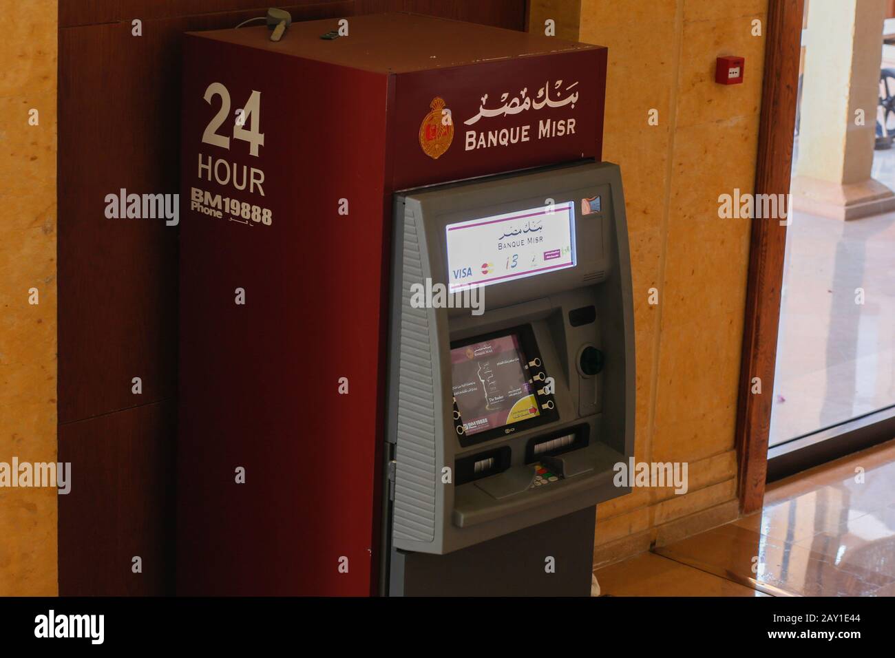https www alamy com hurghada egypt 07th feb 2020 an atm of the banque misr bank at the hotel the cascades credit gerald matzkadpa zentralbildzbdpaalamy live news image343625748 html