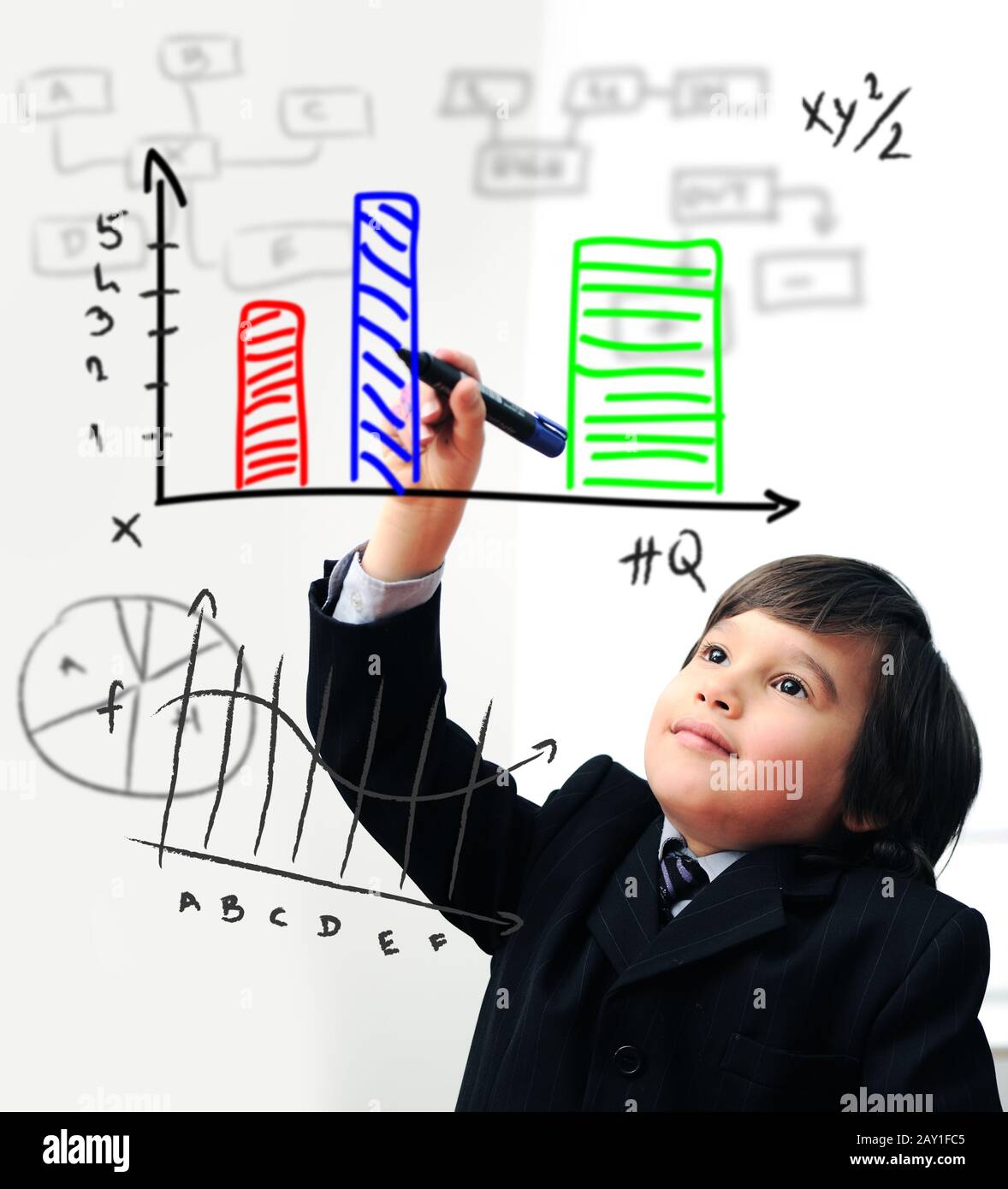 Child drawing a diagram on digital screen Stock Photo - Alamy
