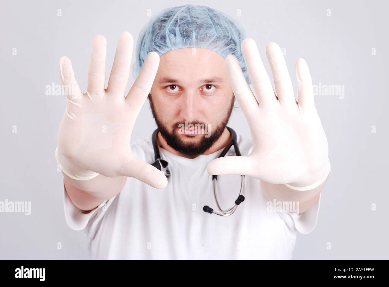 Young male doctor in white Stock Photo
