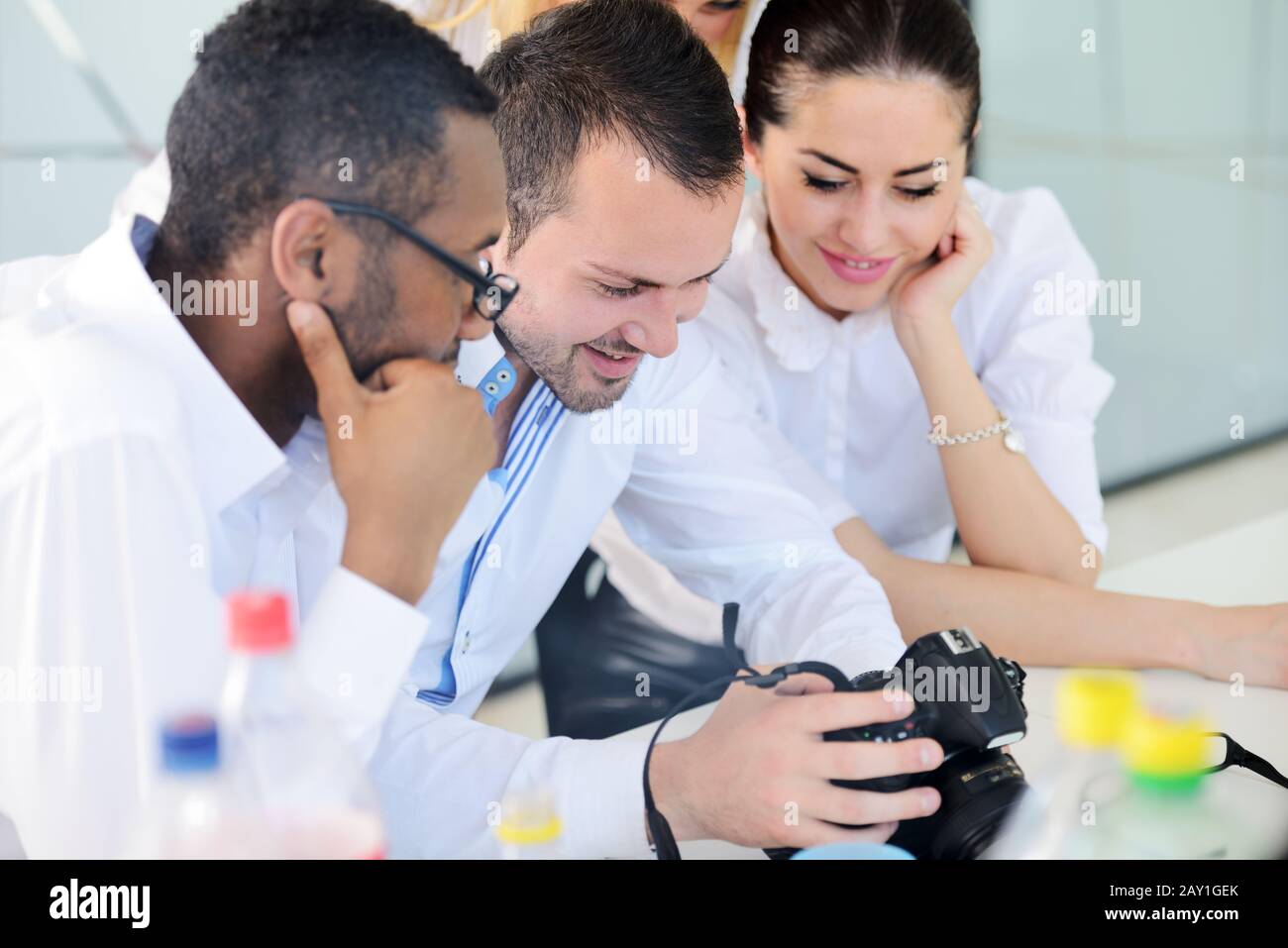 Middle eastern business people in modern office Stock Photo