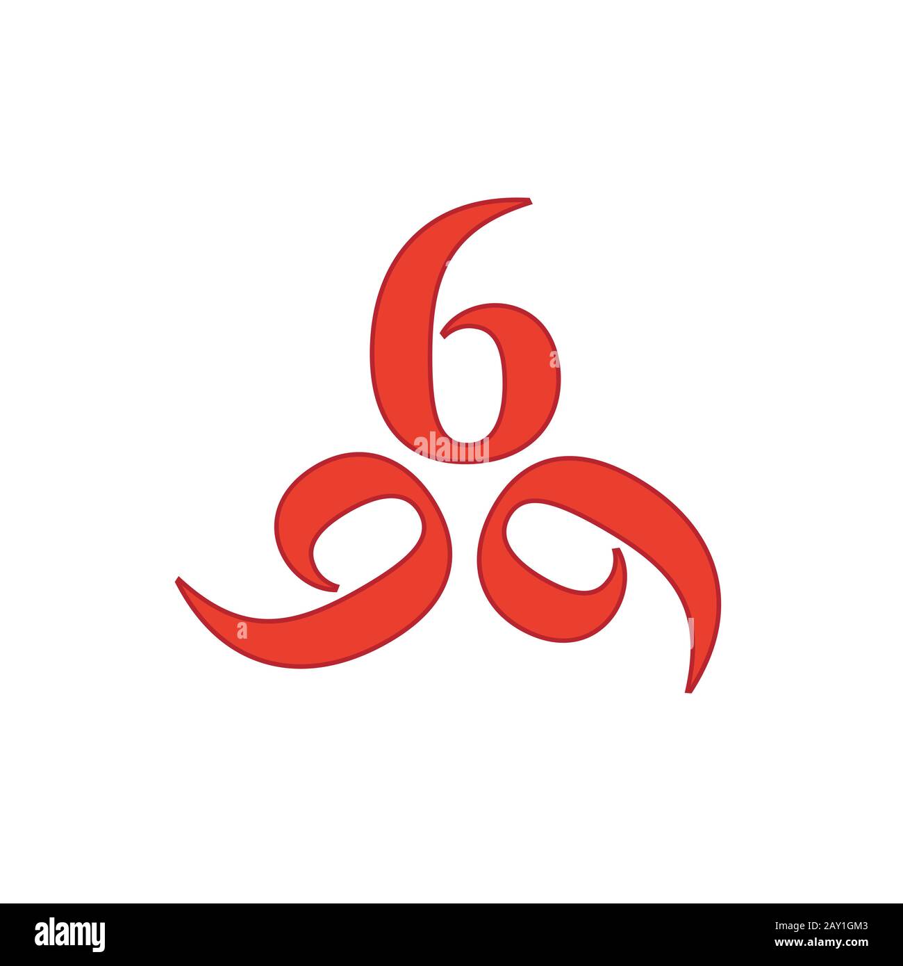 666- the number of the beast or angel symbol or devils number Stock Vector
