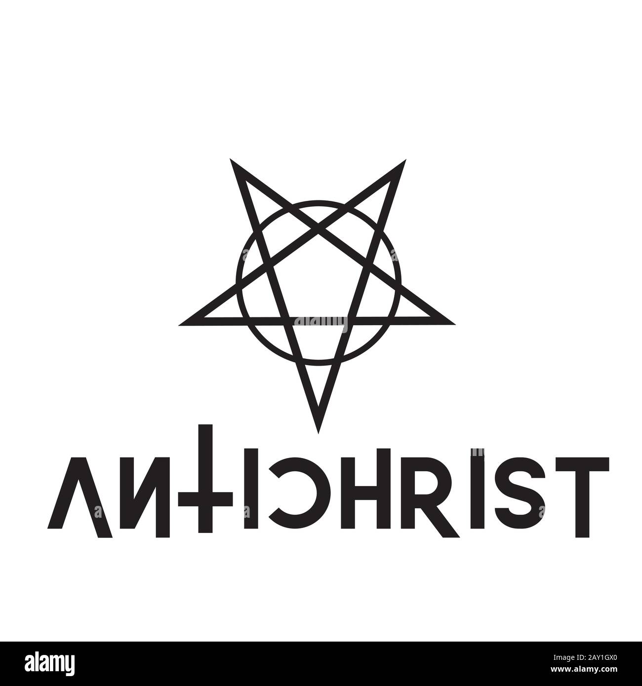 Inverted upside down Pentagram antichrist symbol Stock Vector