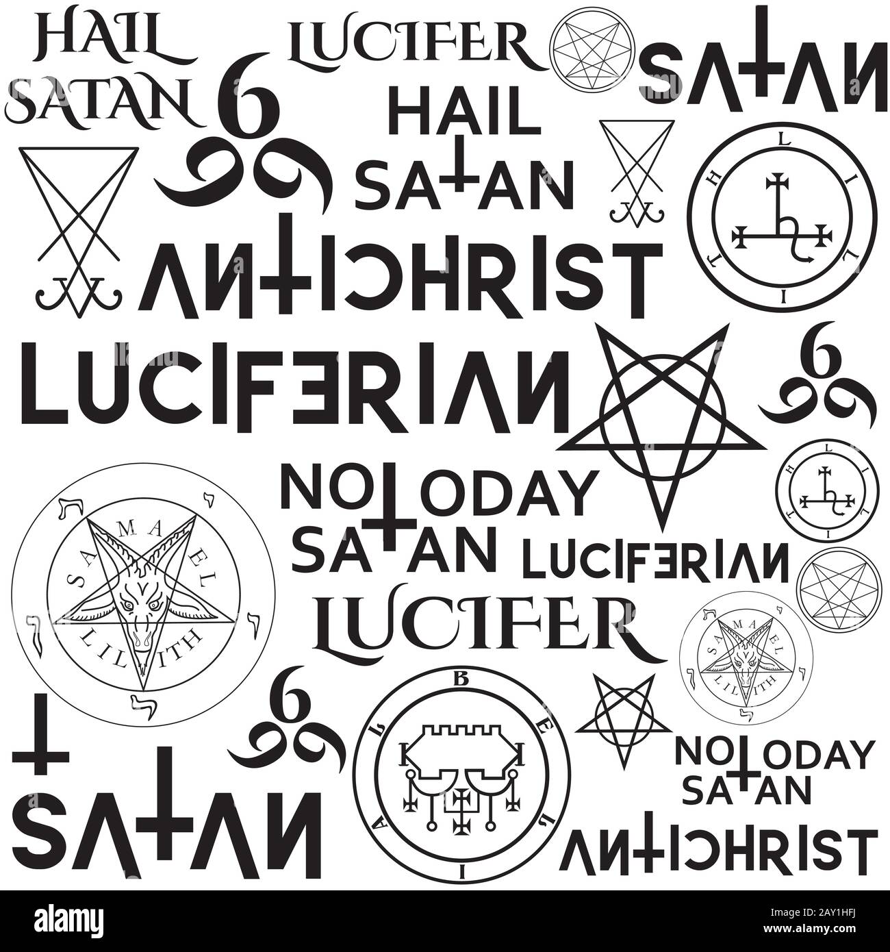 Wiccan symbols and sigils background Stock Vector