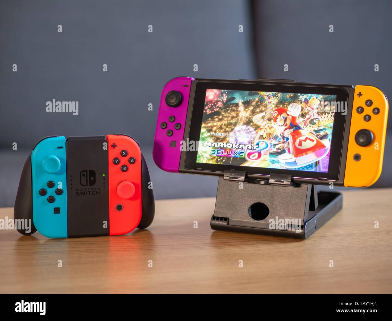 UK - Feb 2020: Nintendo switch with Mario Kart on screen in home setting  Stock Photo - Alamy