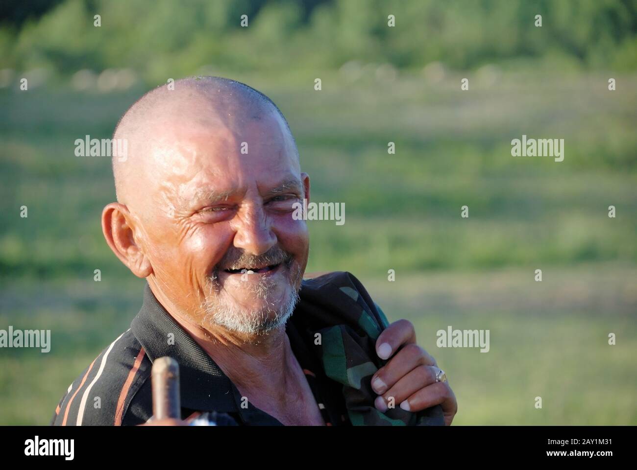 An ugly man with red interesting face Stock Photo