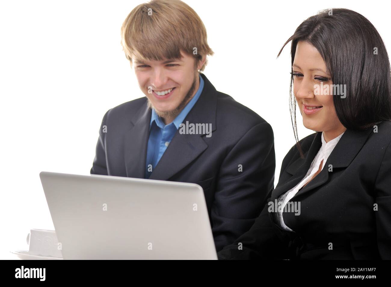 Young male and female business workers Stock Photo