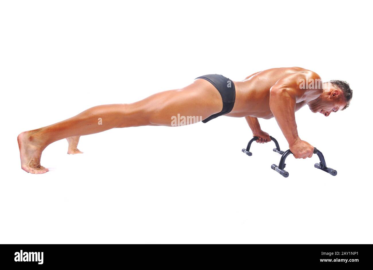 Man doing push-ups. Stock Photo