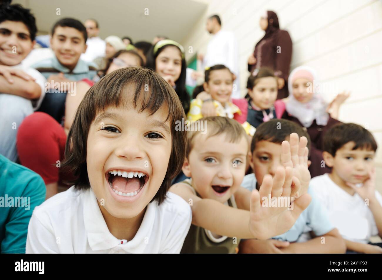 Crowd of children Stock Photo