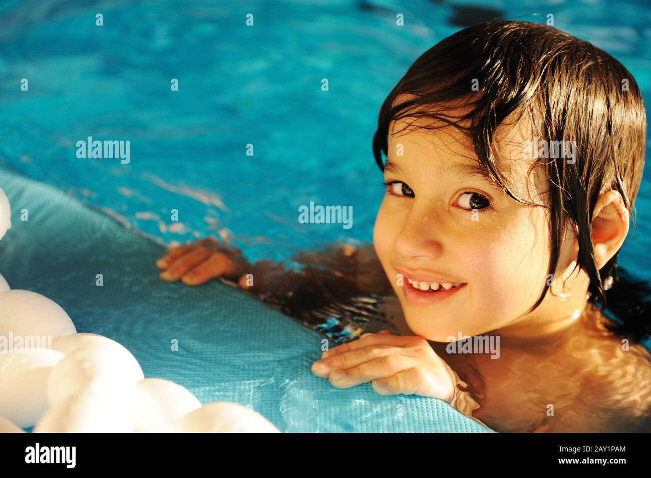 Little happy kid in the pool Stock Photo Alamy