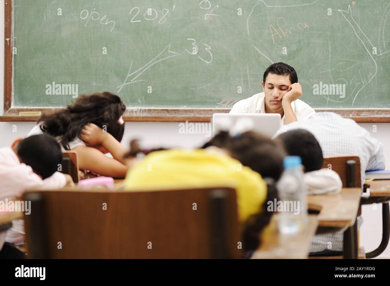 Education activities in classroom at school, happy children learning