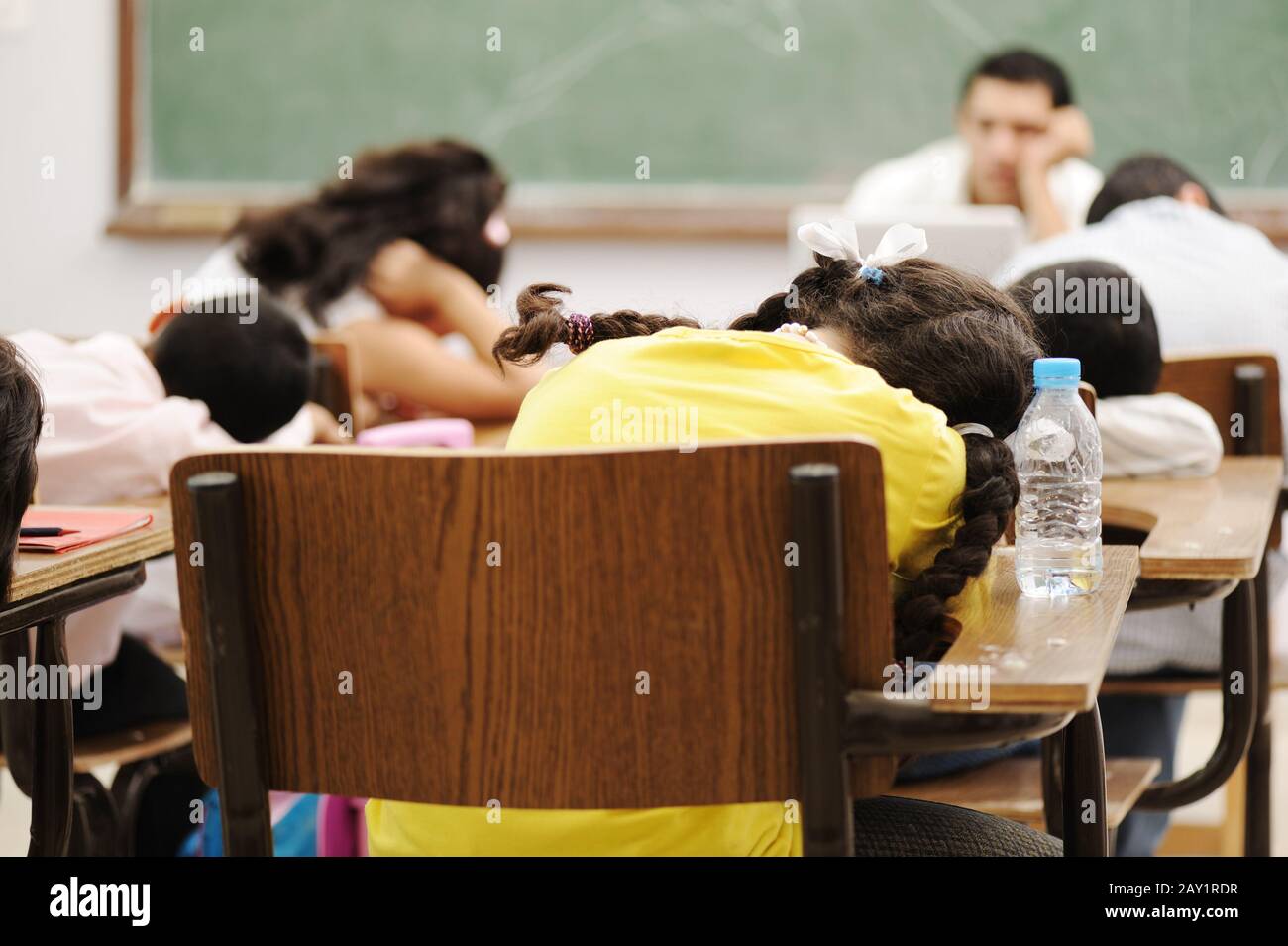 Education activities in classroom at school, happy children learning