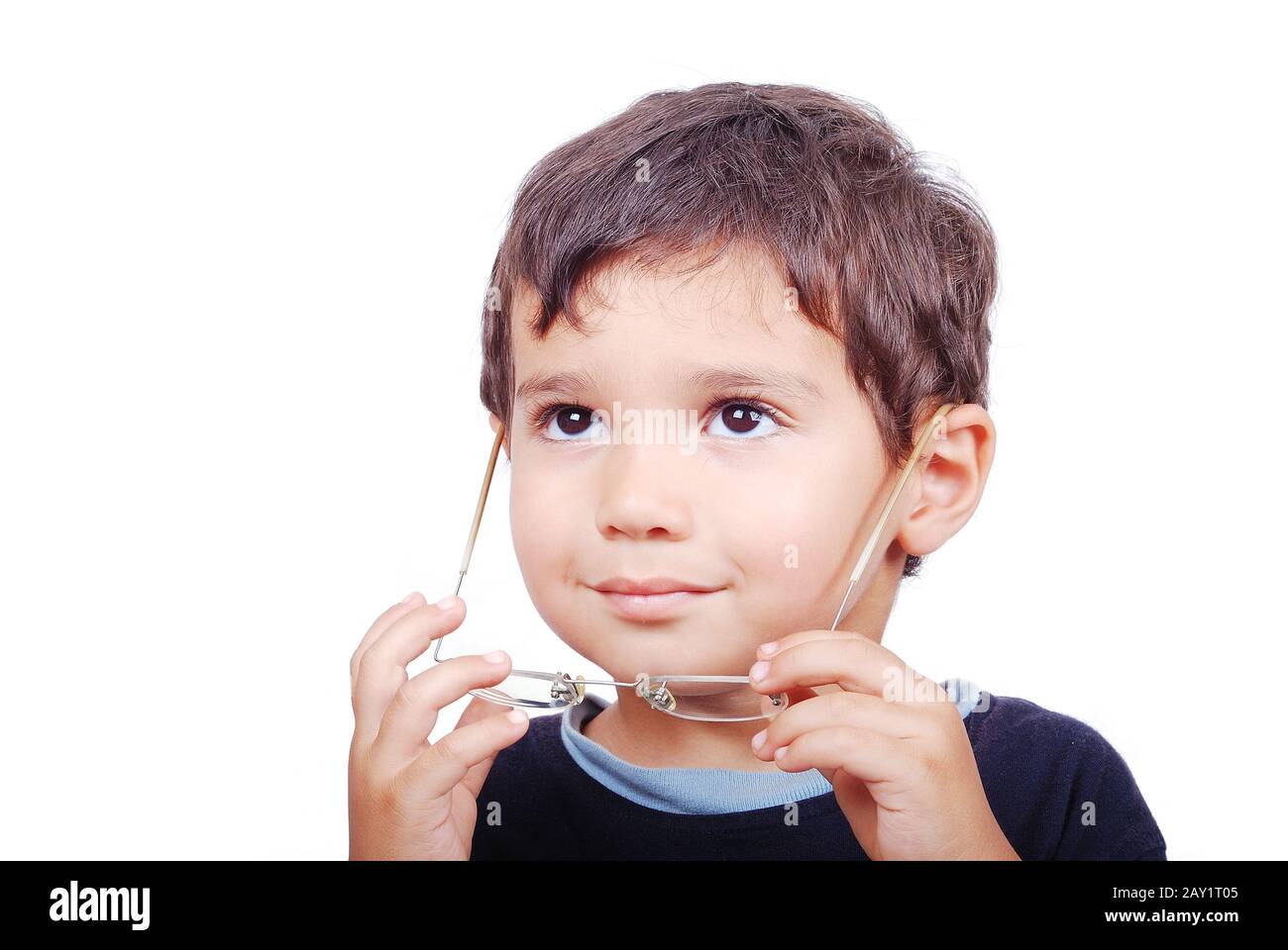 Little cute kid with wearing glasses Stock Photo - Alamy